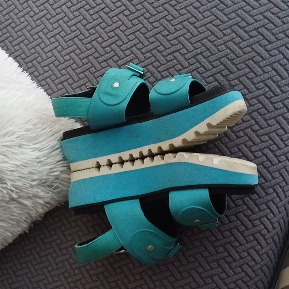 🔥🔥Hunter original Tiffany blue Turquoise platform sandals 10 10.5 - Picture 7 of 15